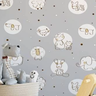 Papel de parede infantil bichinhos
