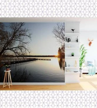Papel de parede lago por do sol