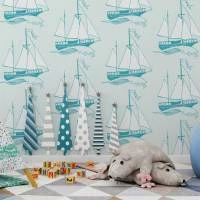 Papel de parede barco a vela azul 1704-4003