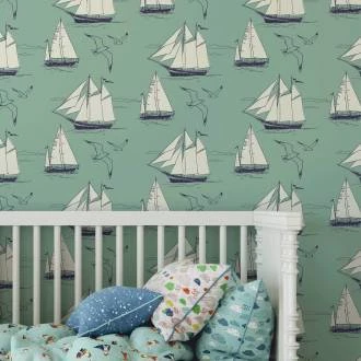 Papel de parede infantil barco a vela