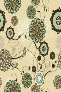 Papel de parede floral com flores em tons de verde e marrom 354-402