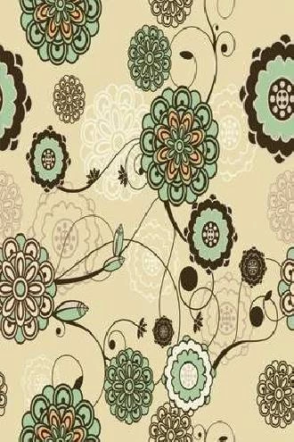 Papel de parede floral com flores em tons de verde e marrom