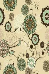 Papel de parede floral com flores em tons de verde e marrom