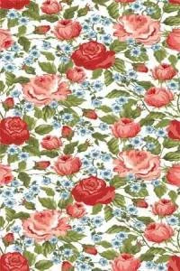 Papel de parede floral com rosas vermelhas e cor de rosa 359-407