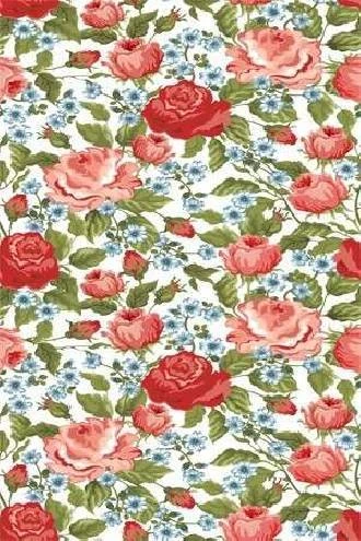 Papel de parede floral com rosas vermelhas e cor de rosa