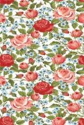 Papel de parede floral com rosas vermelhas e cor de rosa