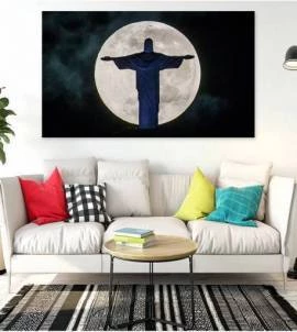 Painel Adesivo Cristo Redentor e a Lua