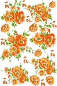 Papel de parede floral com flores laranja e fundo branco 369-419
