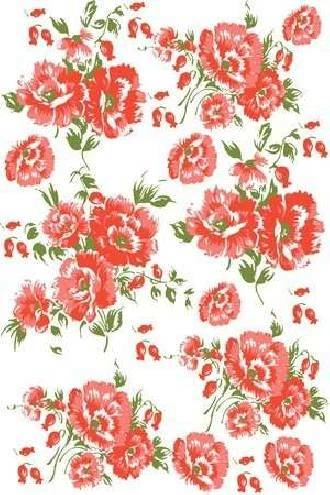Papel de parede floral flores vermelhas fundo branco