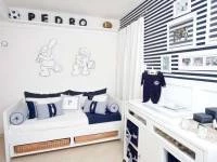 Papel de parede listrado azul marinho e branco 208-443