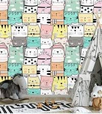 Papel de parede gatinhos kawaii lado a lado 1829-4487