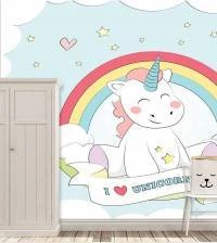 Papel de parede Unicórnio Kawaii Bebe 1837-4511