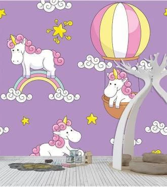 Papel de parede Unicórnio Balão Mágico