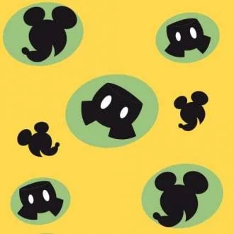 Papel de parede infantil verde e amarelo mickey