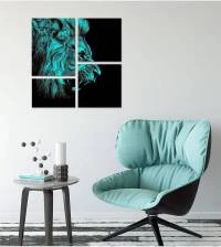 Kit de Quadro Leão Acinzentado 1969-4886