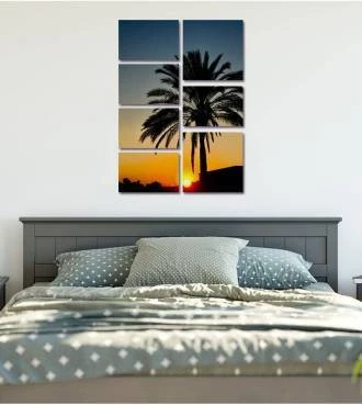 Kit de Quadro Palmeira ao Pôr do Sol