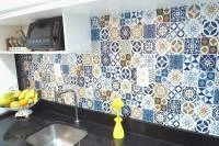 Azulejo Adesivo Azul e Branco Hidráulico 527-4962