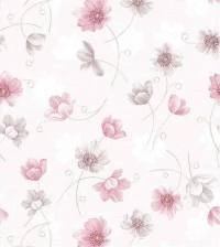 Papel de parede floral delicado rosa e lilás 2001-4974