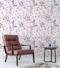 Papel de parede floral lilás e azul 2004-4979