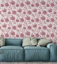 Papel de parede floral em tons de rosa pastel 2012-4995