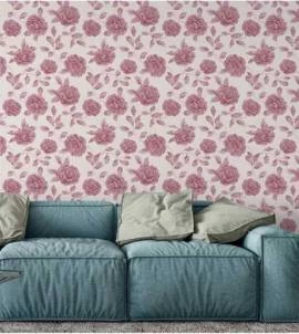 Papel de parede floral em tons de rosa pastel