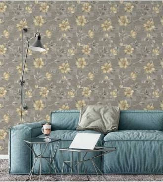 Papel de parede Floral fundo acinzentado