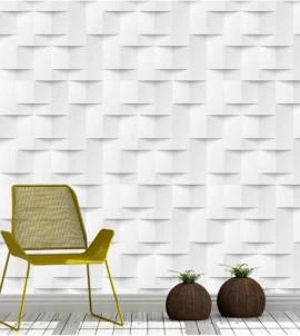 Papel de parede 3D branco efeito quinas