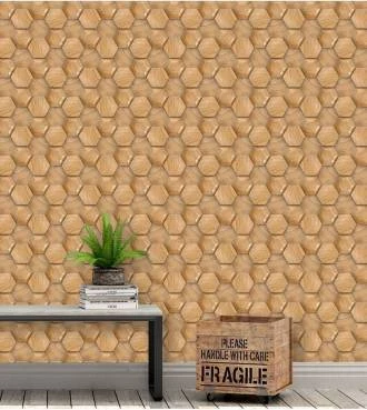 Papel de parede Madeira Hexágono