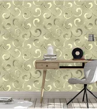 Papel de parede Arabesco em tons dourado