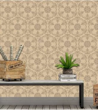 Papel de parede contemporâneo com desenhos em damask