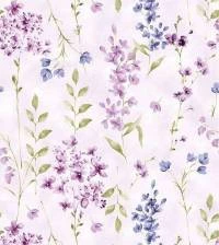 Papel de parede floral lilás e azul 2004-5146