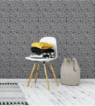 Papel de parede cinza escuro com detalhes branco - Contemporâneo 04