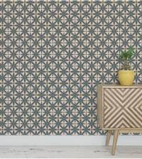 Papel de parede vintage em tons de verde e amarelo 2075-5321