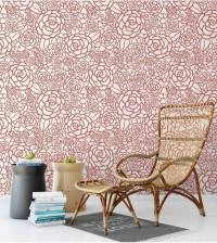 Papel de parede com flores vermelhas minimalistas 2085-5345
