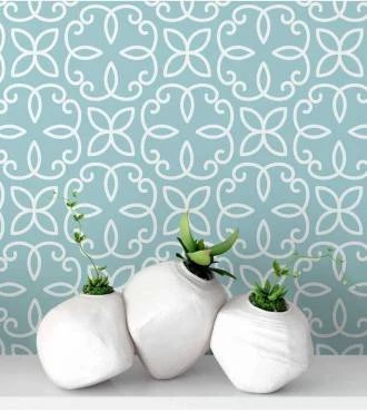 Papel de parede Minimalista Azul com Detalhes em Branco