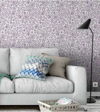 Papel de parede Minimalista em Tons de Rosa e Desenhos de Flores