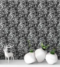 Papel de parede com notas musicais fundo cinza 2099-5373