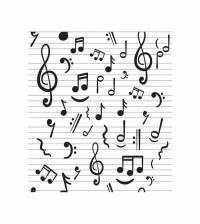 Papel de parede com fundo branco e notas musicais 2106-5386