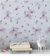 Papel de parede floral com pequenos ramos avermelhados 2111-5402