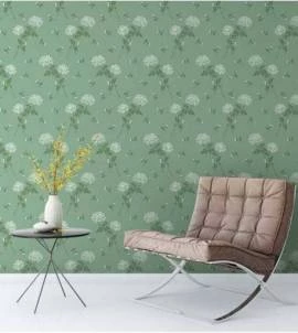 Papel de parede floral em tons de verde e branco - Encanto 22