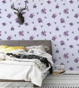Papel de parede floral roxo e lilás suave