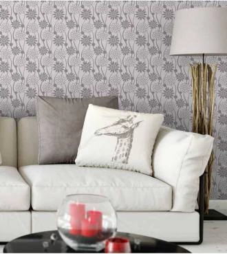 Papel de parede floral em tons rosa e cinza - Glamour 20