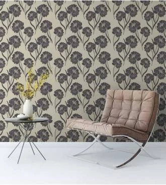 Papel de parede floral nos tons de cinza escuro fundo em tons de bege