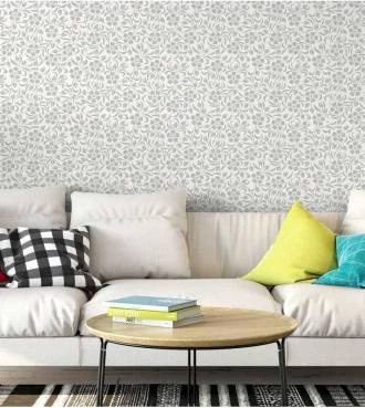 Papel de parede floral nos tons de cinza e tons de bege - Glamour 10