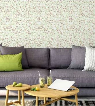 Papel de parede floral nos tons de verde e rosa - Glamour 14