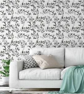 Papel de parede floral branco e preto