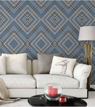 Papel de parede com tons de azul bege cinza - Casual 15