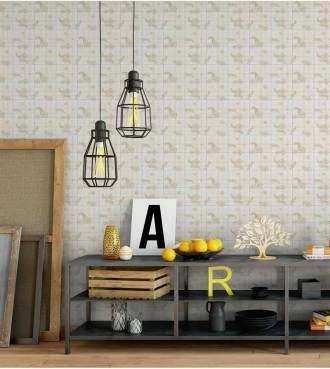 Papel de parede com fundo branco e detalhes em tons de cinza e marrom - Casual 29