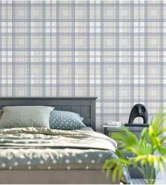 Papel de parede com fundo branco e detalhes em tons de cinza - Casual 35