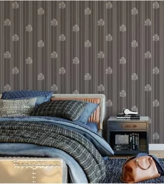 Papel de parede com fundo em tons de cinza e detalhes branco - Casual 40